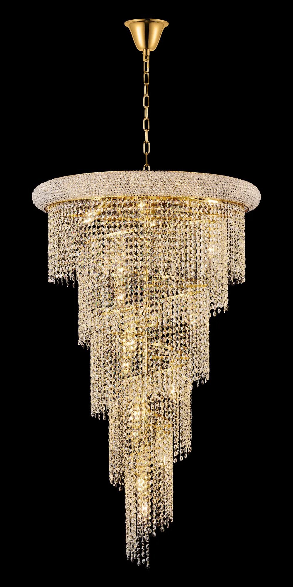 Alexandra Gold Crystal Ceiling Lights Diyas Statement Crystal Fittings
